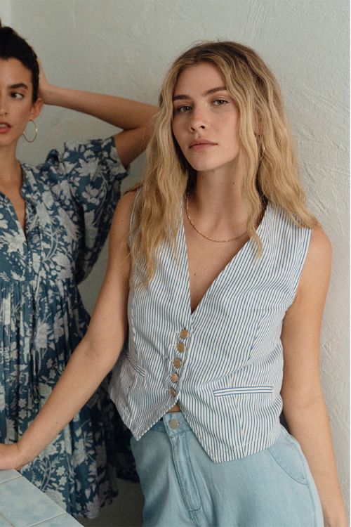 Veston en denim, rayé