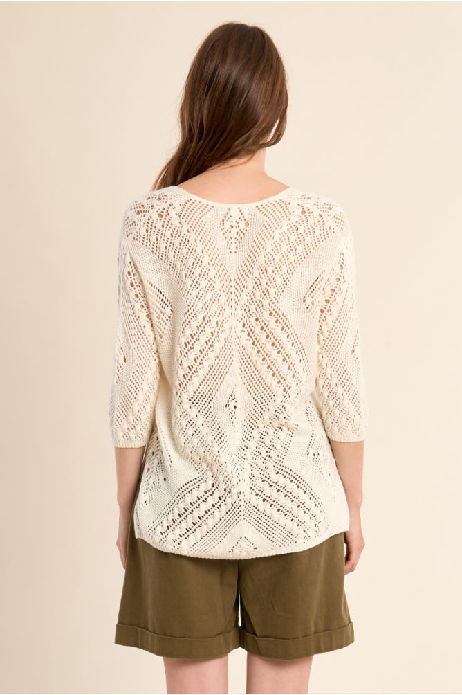 Jersey de mujer de manga larga, tejido bordado.