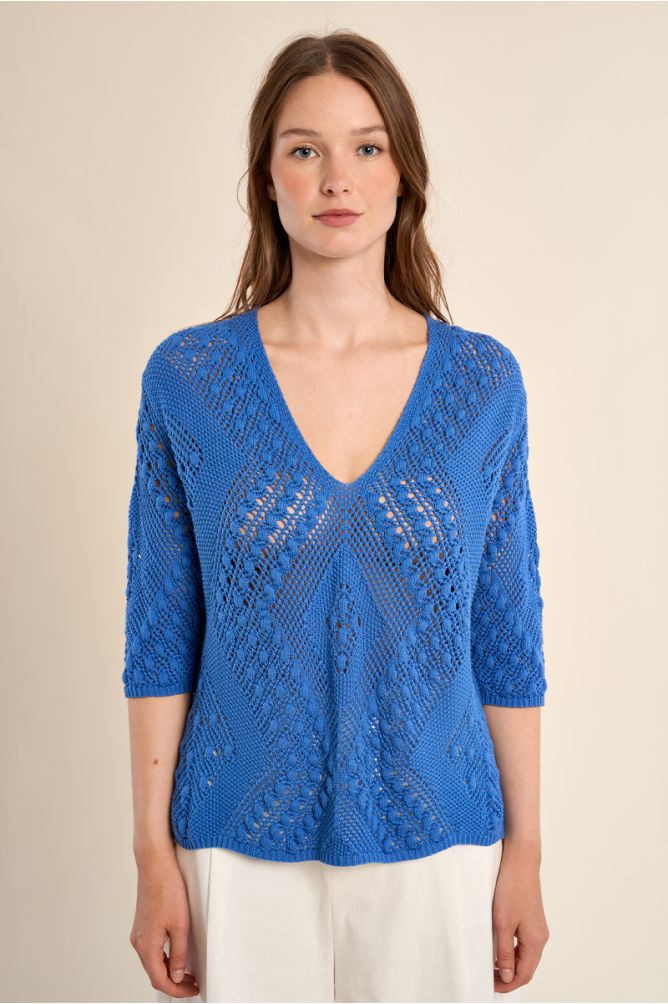 Jersey de mujer de manga larga, tejido bordado.