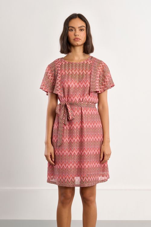 Vestido de manga corta mariposa, estampado multicolor.