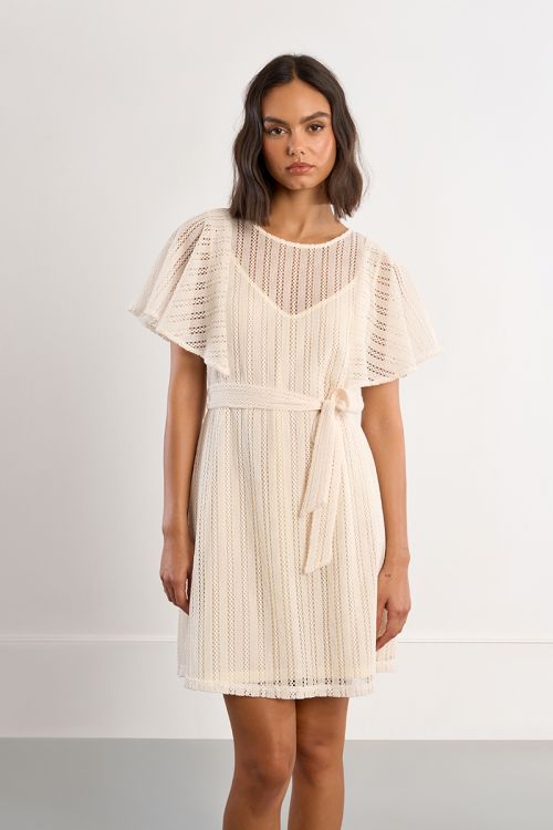 Openwork knit mini dress