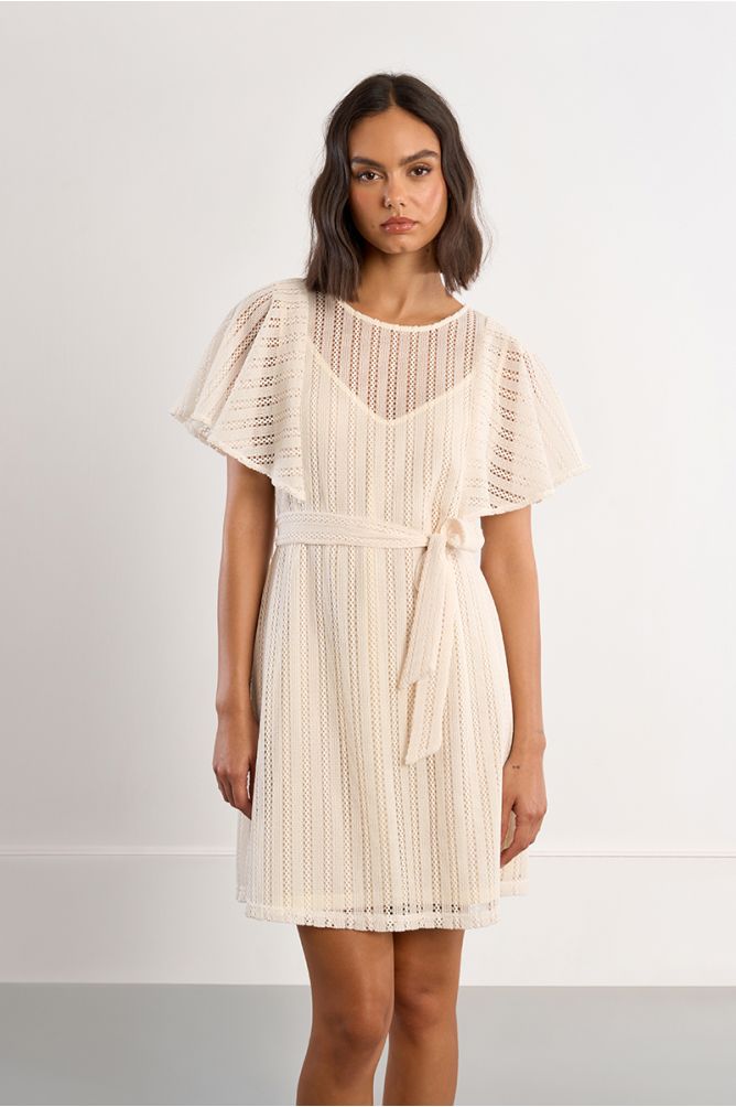 Openwork knit mini dress