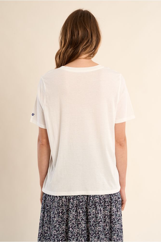 Camiseta de mujer de manga corta, estampado de texto.