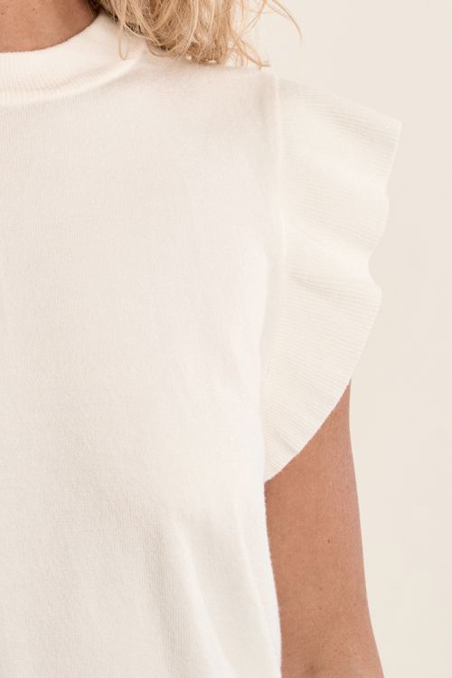 Jersey de mujer de manga corta, detalle volante.