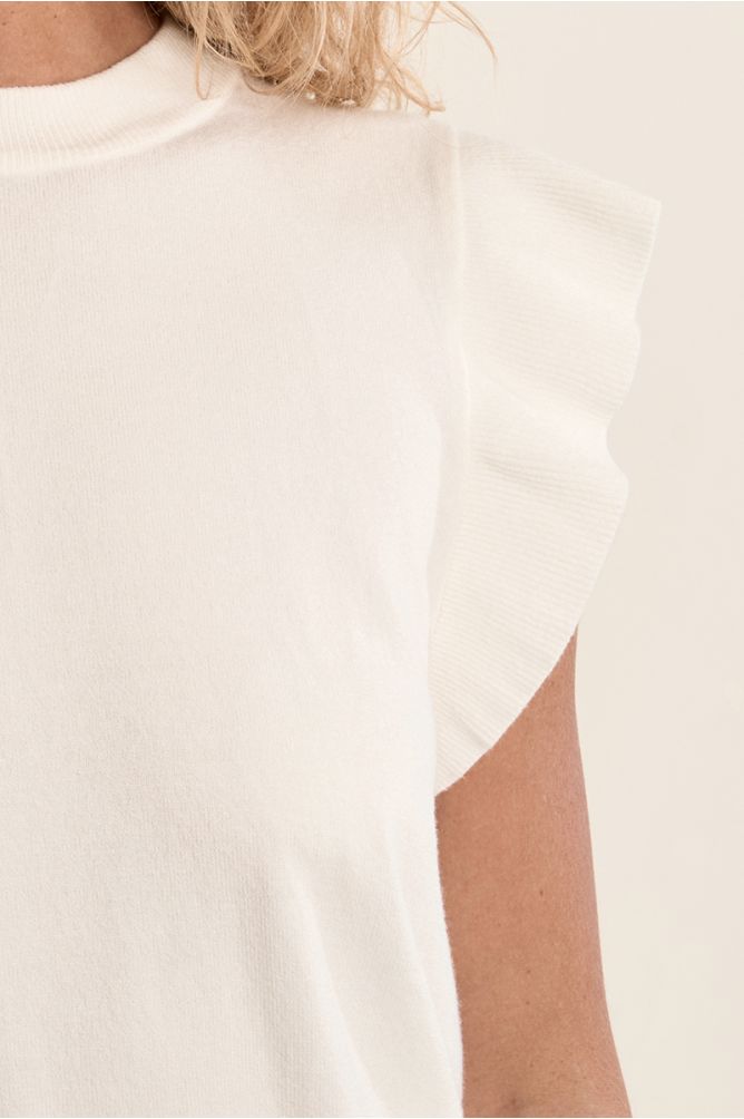 Jersey de mujer de manga corta, detalle volante.