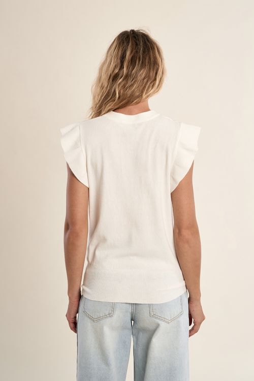 Jersey de mujer de manga corta, detalle volante.