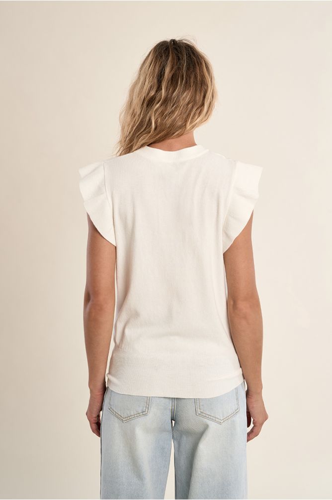 Short-sleeved sweater, ruffled
