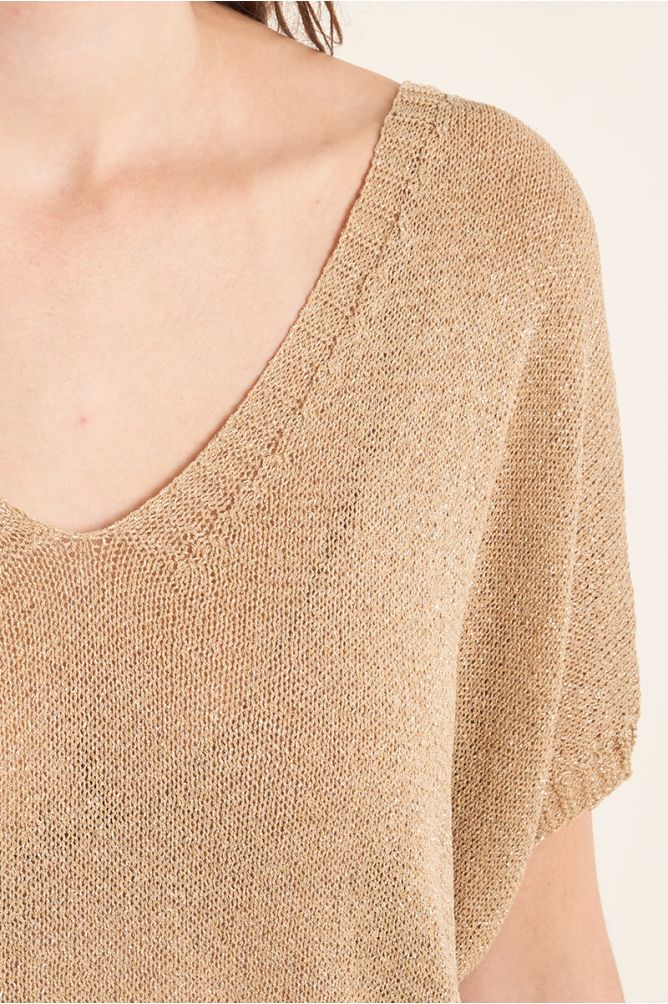 Jersey de mujer de manga murcielago, detalle brillo.