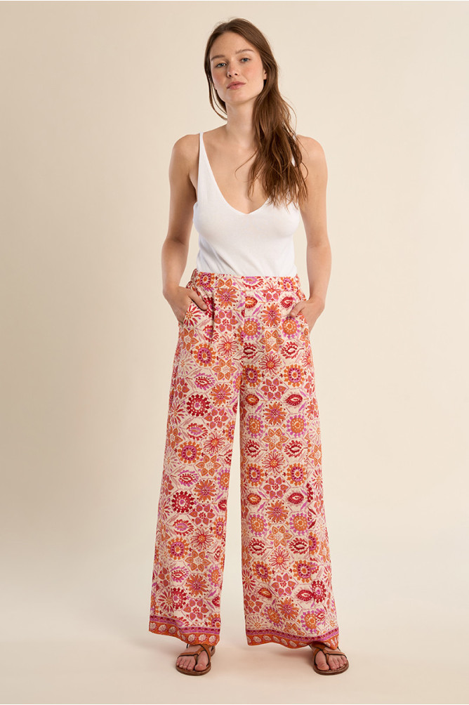 Pantalon large, imprimé