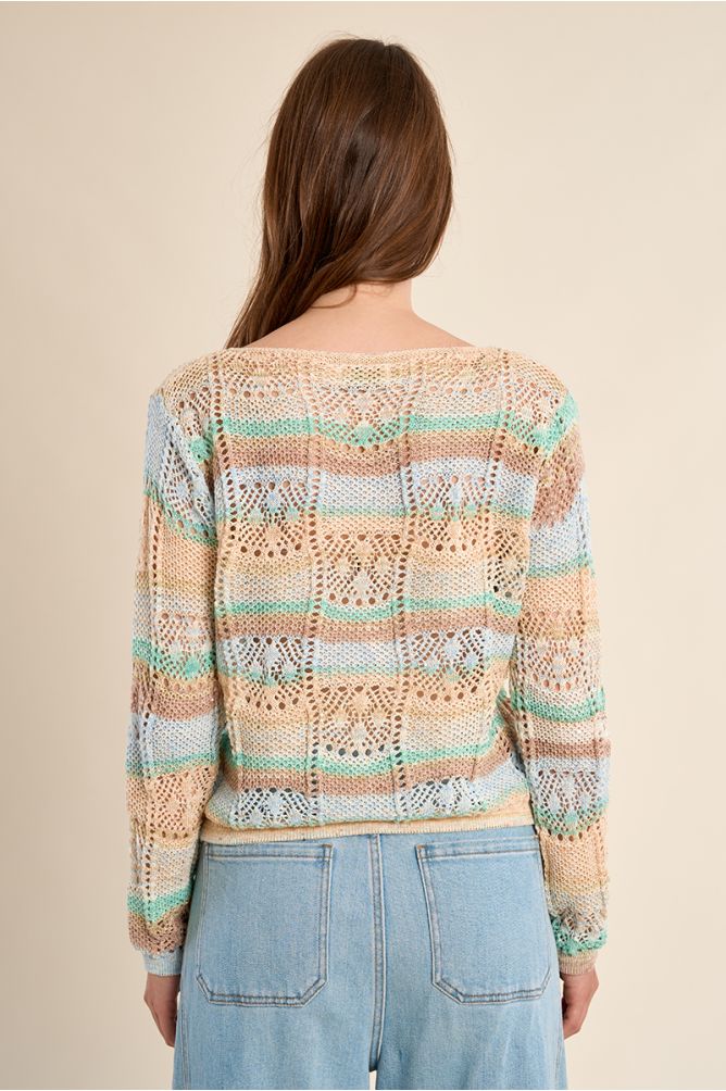 Jersey de mujer de manga larga, estampado rayas.