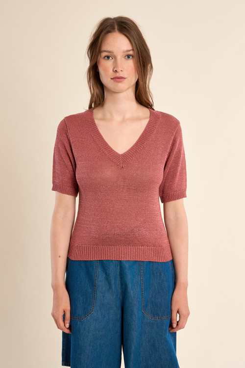 Pull en maille manches courtes
