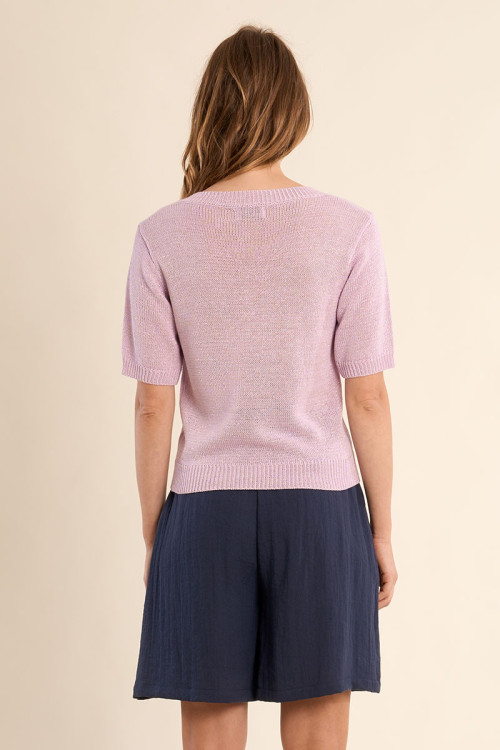 Pull en maille manches courtes