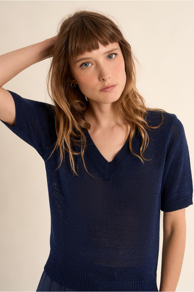 Pull en maille manches courtes