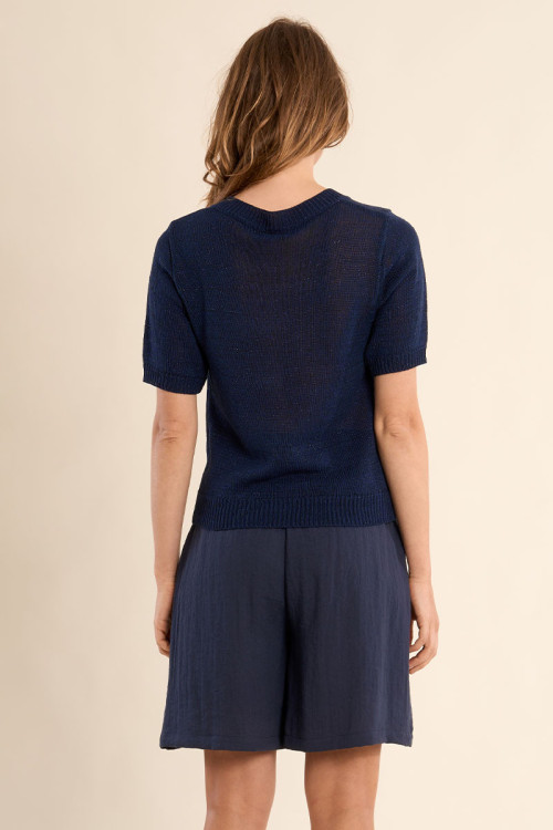 Pull en maille manches courtes