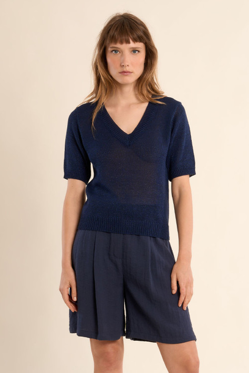 Pull en maille manches courtes