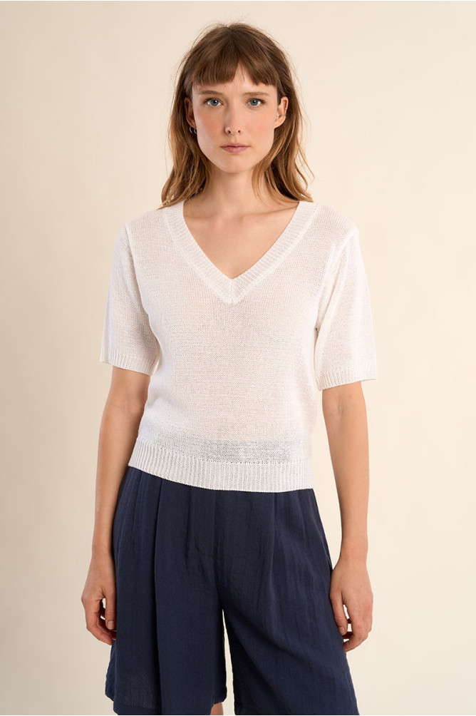 Pull en maille manches courtes