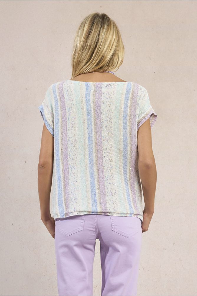 T-shirt en maille, rayé multicolore
