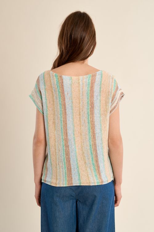 T-shirt en maille, rayé multicolore