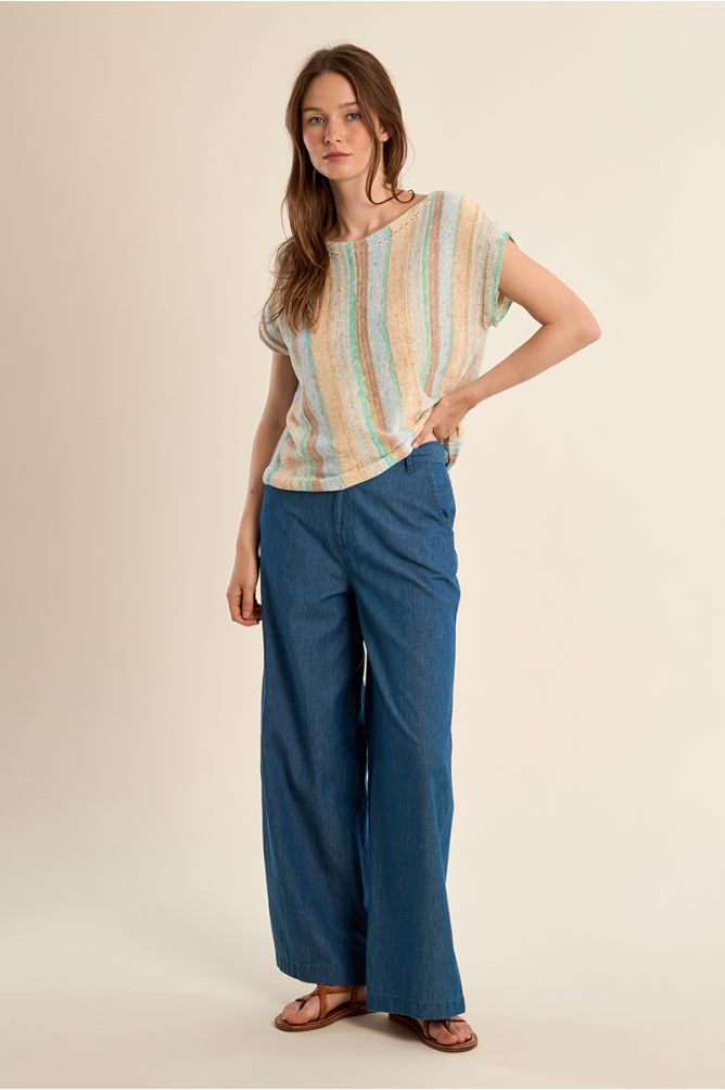 T-shirt en maille, rayé multicolore