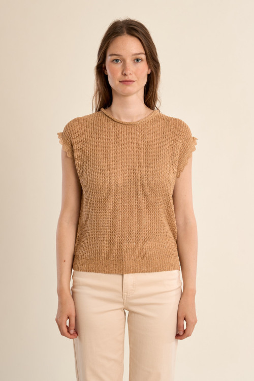 Crochet knit T-shirt