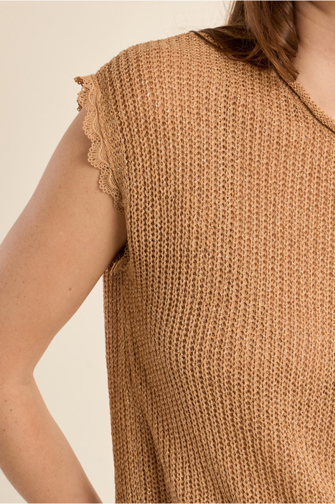 Crochet knit T-shirt