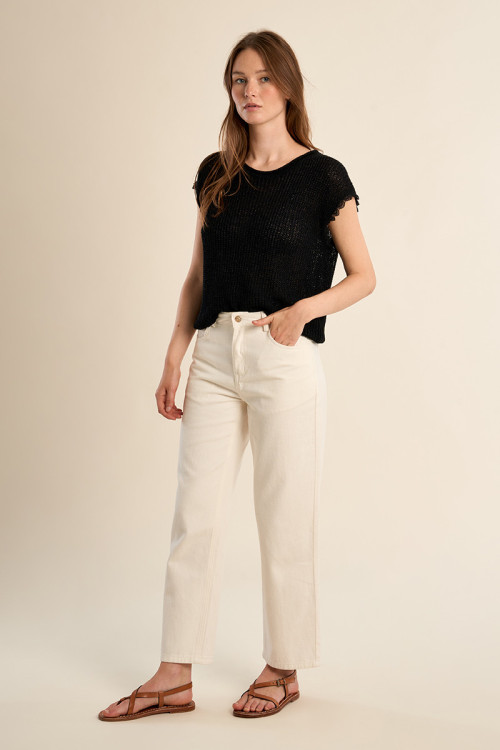 Crochet knit T-shirt