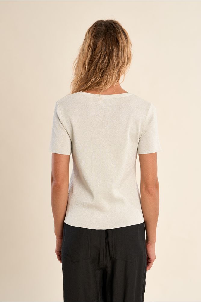 Fine, iridescent knit T-shirt