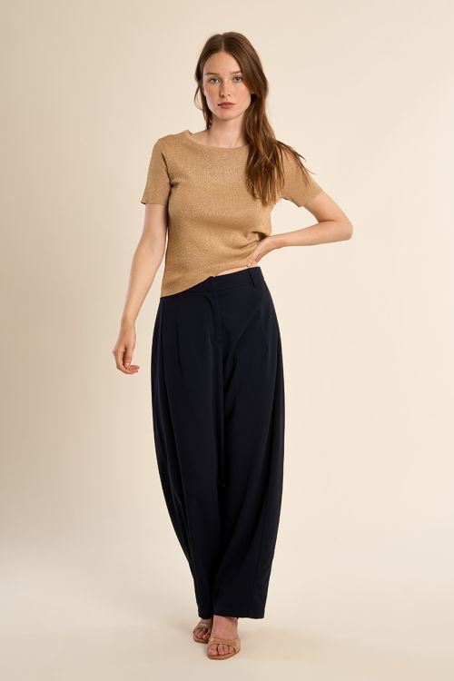 Fine, iridescent knit T-shirt