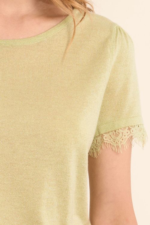 Jersey de mujer de manga corta, detalle encaje.