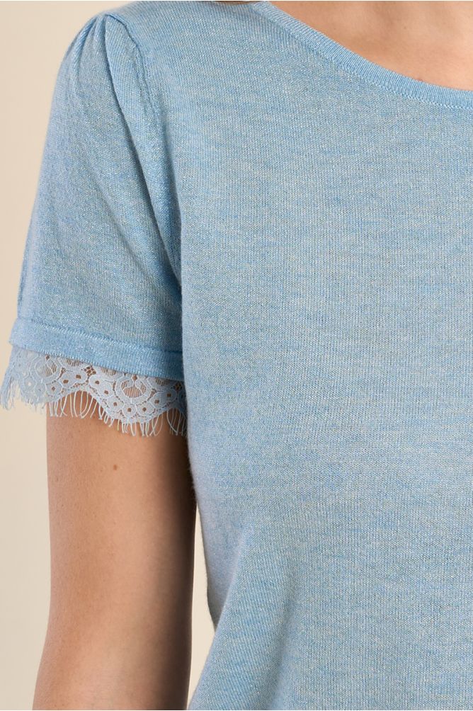 Jersey T-shirt, lace sleeves