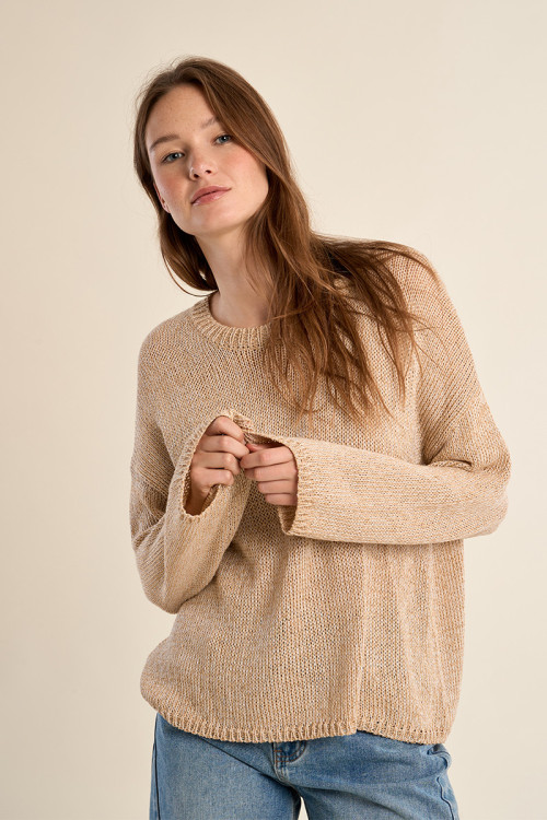 Jersey de mujer de manga larga, en punto mezclado.