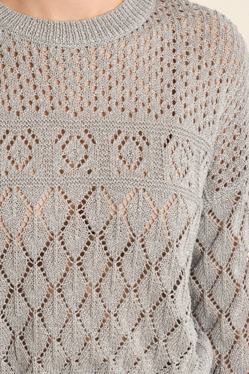 Jersey de mujer de manga larga, detalle rombos.