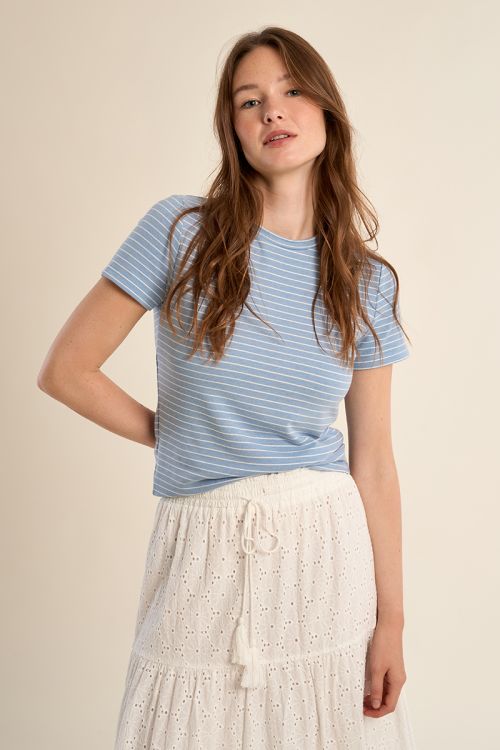 T-shirt rayé, coeur