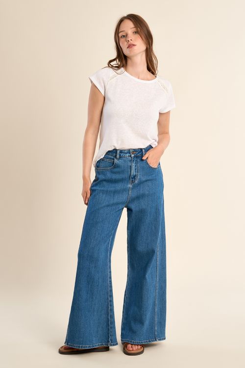 T-shirt en coton, ajouré
