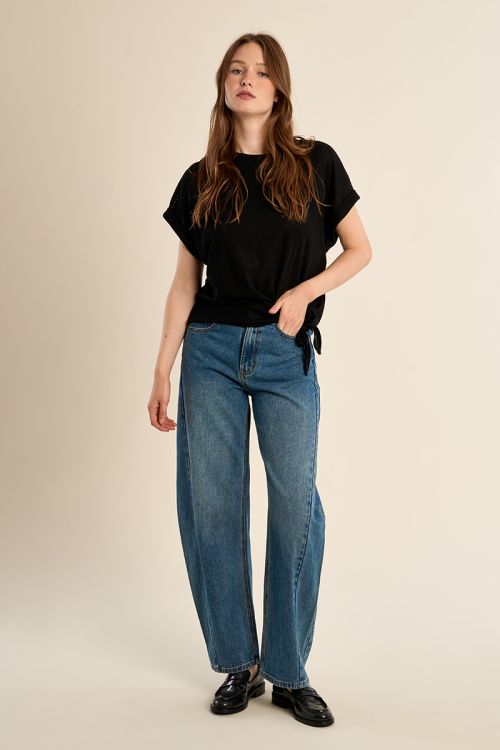 Knotted T-shirt, openwork detail