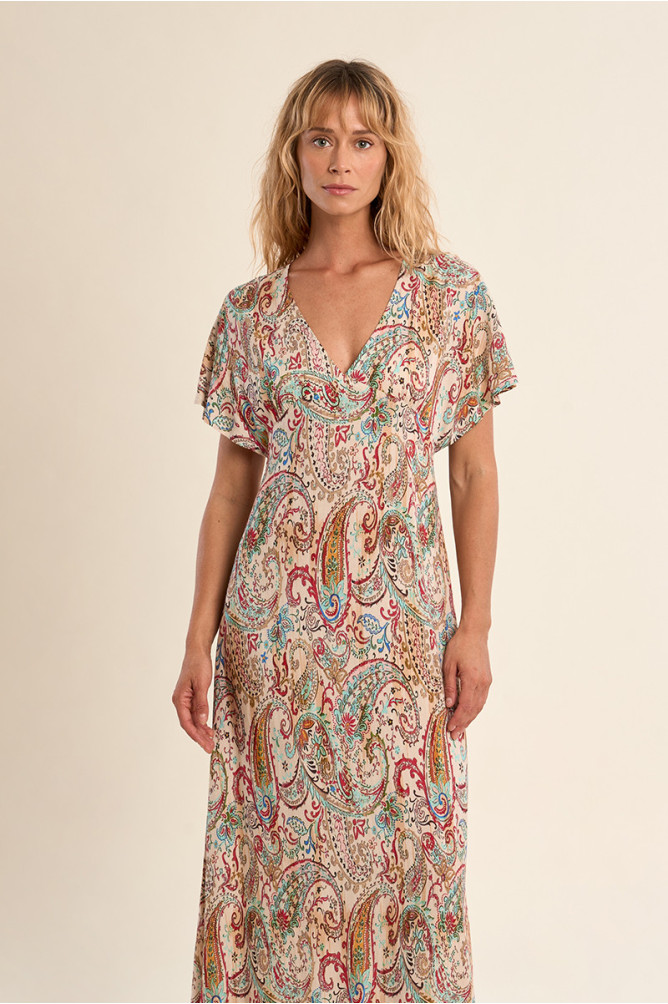 Robe longue et fluide, imprimée cashemire