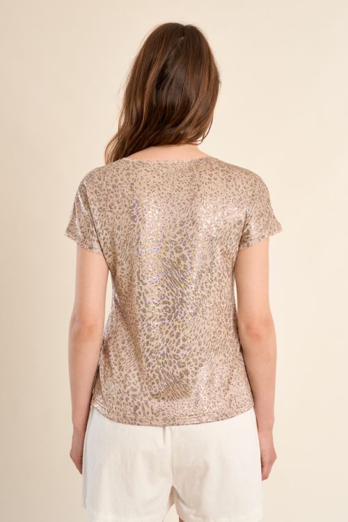 Camiseta de mujer de manga corta, estampado animal.