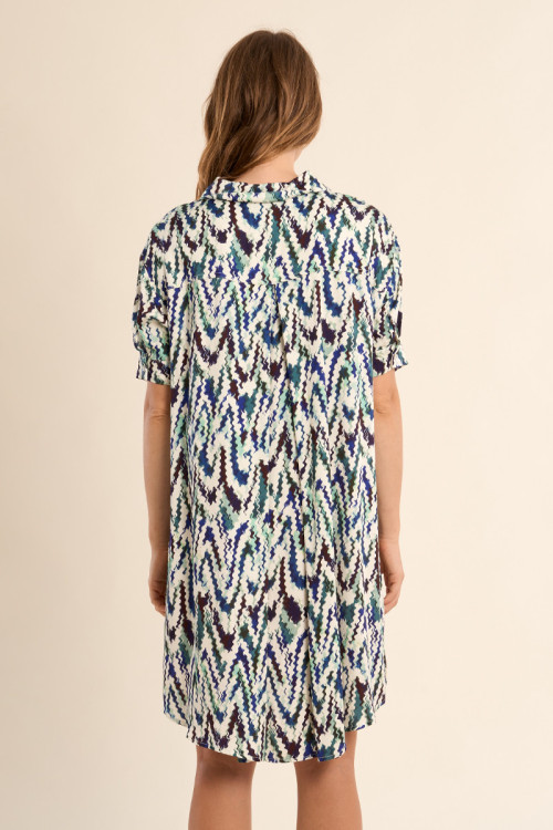 Robe chemise courte, imprimée