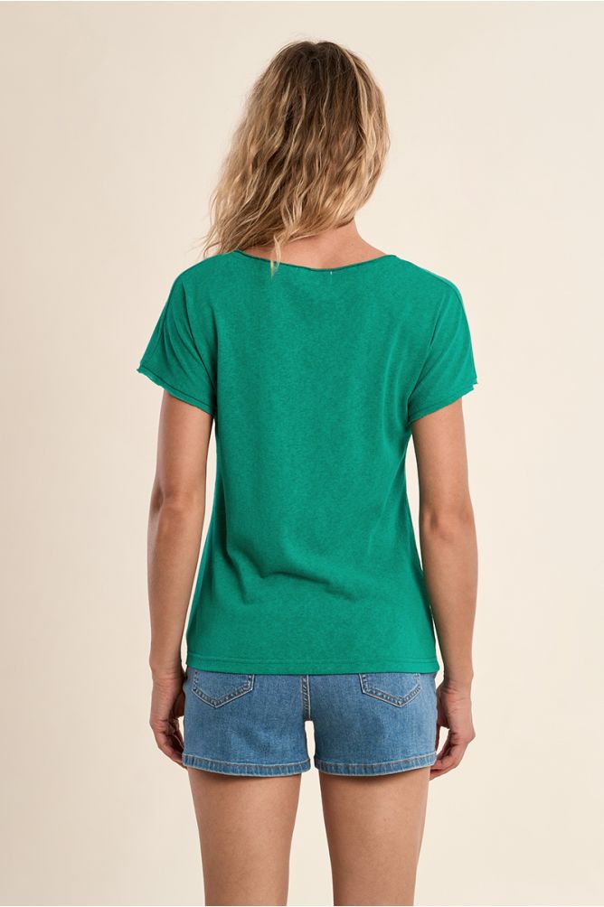 Camiseta de mujer de manga corta, escote V.