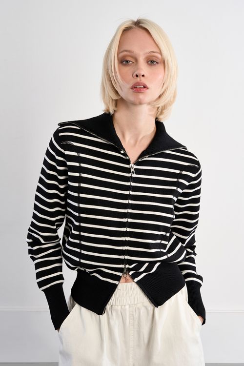 Gilet double-zippé rayé