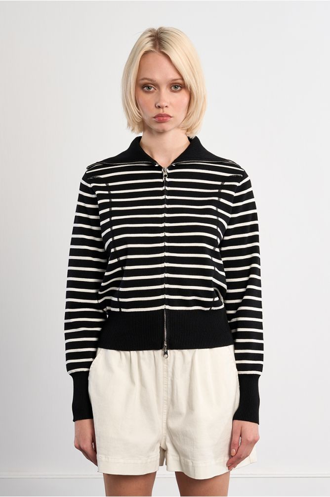 Striped double-zip vest