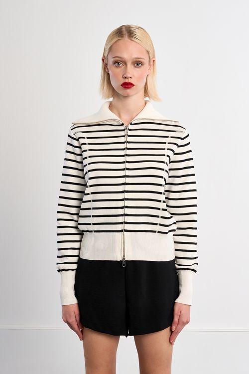 Gilet double-zippé rayé