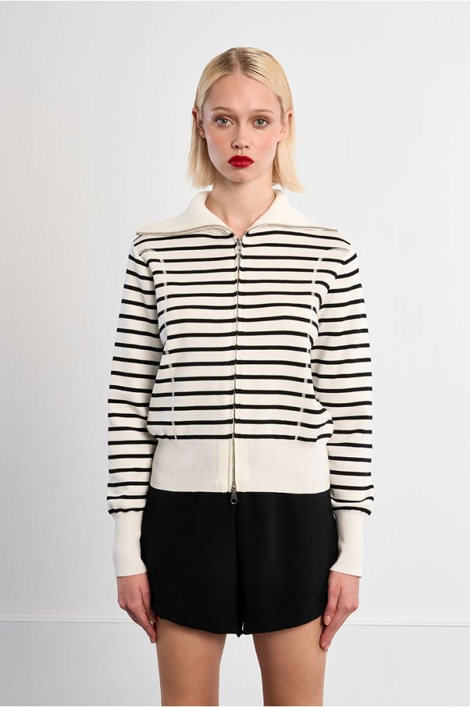 Striped double-zip vest