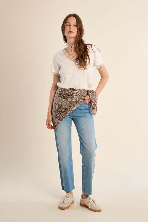 Large cotton scarf, printed