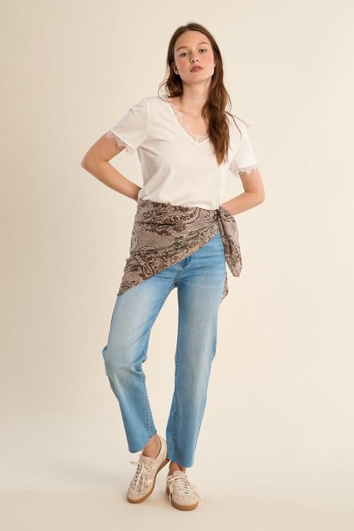 Large cotton scarf, printed