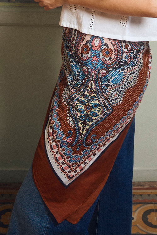Large foulard en coton, imprimé