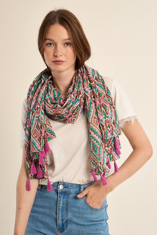 Large cotton scarf, printed