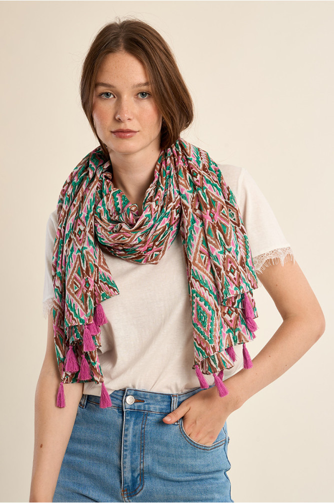 Large foulard en coton, imprimé