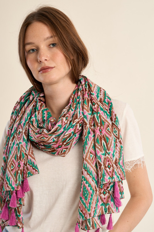 Large cotton scarf, printed