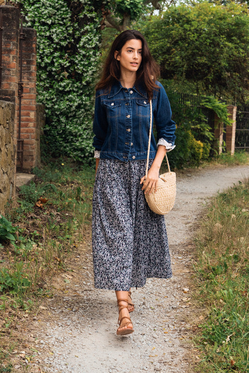 Robe midi, fleurie